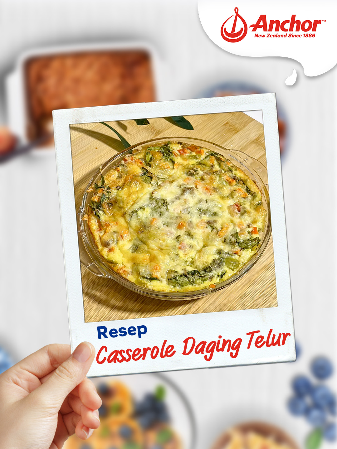 Casserole Telur, pilihan sarapan simpel yang tetap istimewa! Dipadukan dengan kelezatan Anchor Cheddar Cheese dan Anchor Cooking Cream, bikin rasanya creamy dan gurih maksimal 🧀 Yuk, intip bahan-bahannya di bawah ini dan coba buat di rumah~ Bahan -100gr daging sapi giling -Bawang bombay -6 butir telur -Anchor Cheddar Cheese -Anchor Cooking Cream -50 ml susu cair -3 lembar roti potong dadu -100gr Anchor Cheddar Cheese (diparut) -Garam, merica dan oregano secukupnya -Sayuran sesuai selera bayam / paprik cincang Video dibuat oleh @mpasi_aaron #LebihBaikAnchor #MadewithloveandAnchor