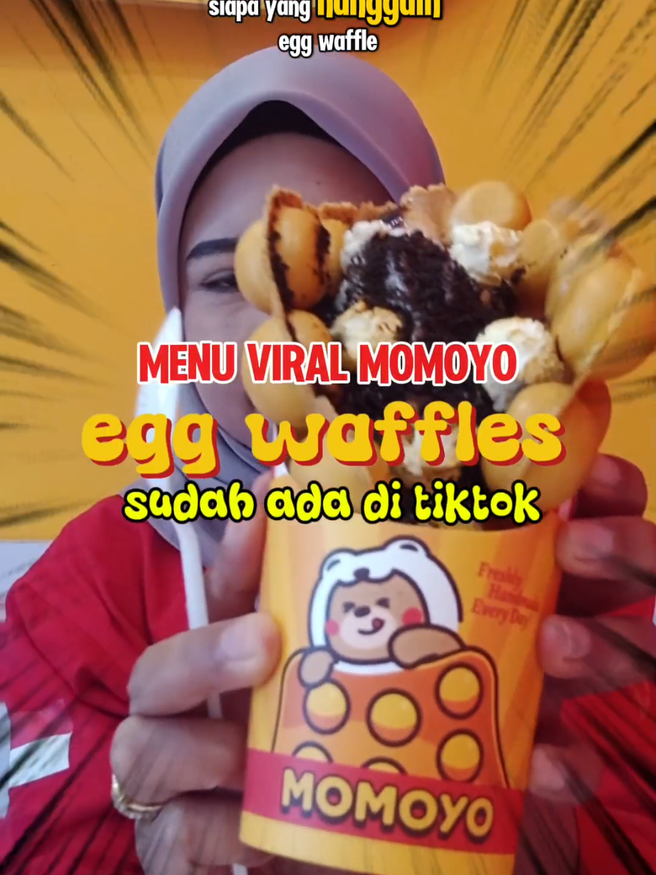 Berita terkini!! Egg waffles beneran udah launching di tiktok. Kemaren yang udah nungguin bisa langsung klik tag lokasi di videoku ini dan ambil voucher nya. Buruaaaan. Harga lebih hemat kalau belinya lewat tiktok.  #eggwaffles #momoyo #promomakanmerdeka #nexentertainment #nexent 