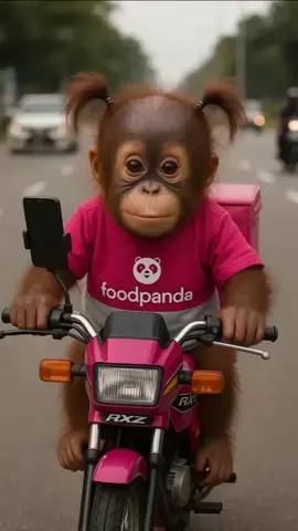 Day 1: Working as food deliver driver (foodpanda) #ai #orangutan #working #food #fyp 