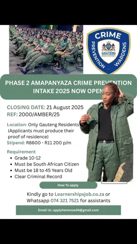 Amapanyaza crime prevention program vacancies 2025 to apply email applyherenow24@Gmail.com or search learnershipsjob.co.za on google #fyp #sama28 #job #vacancies #creatorsearchinsight 