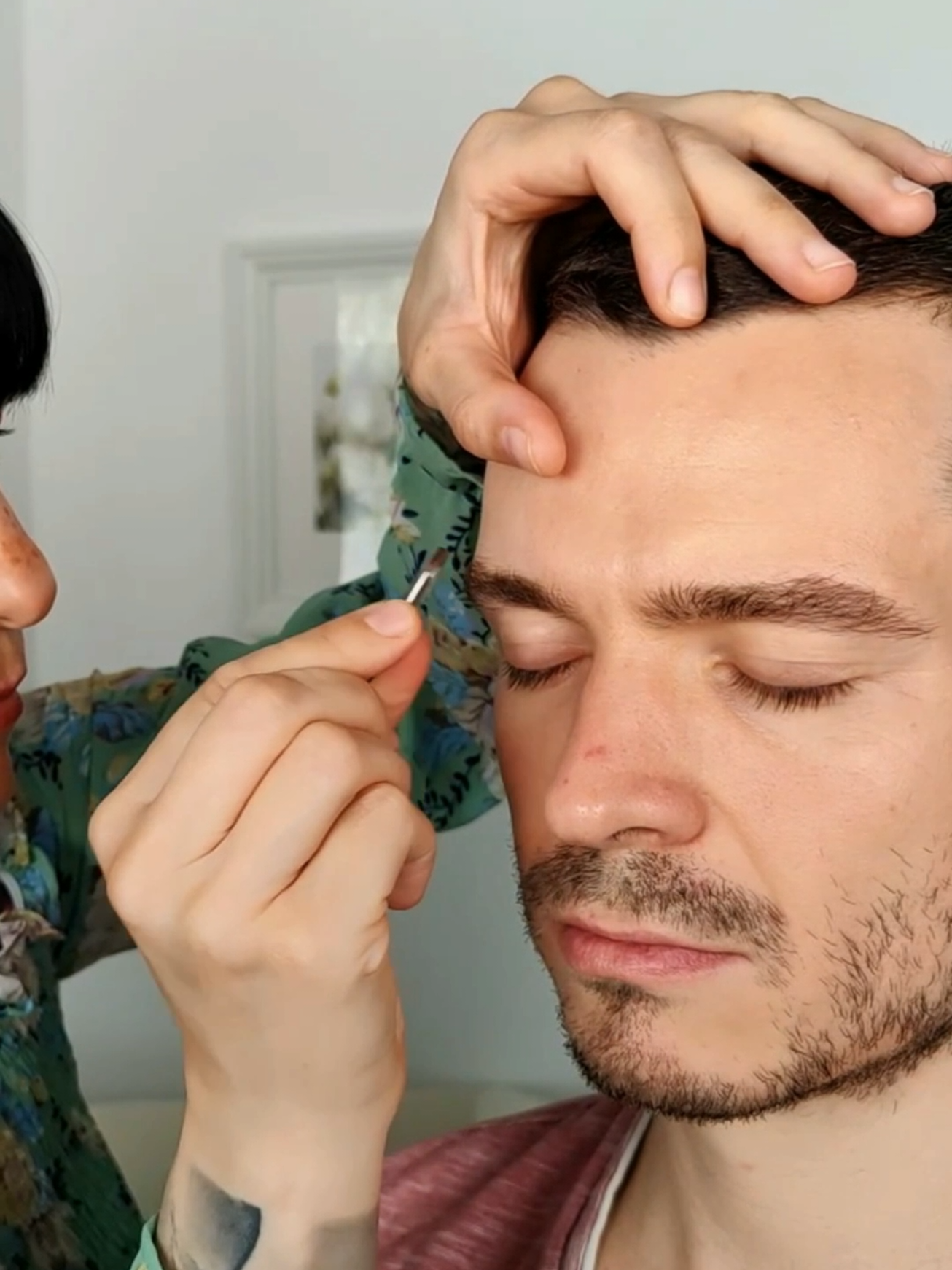 Little bit of care for his eyebrows #asmr #asmrvideo 