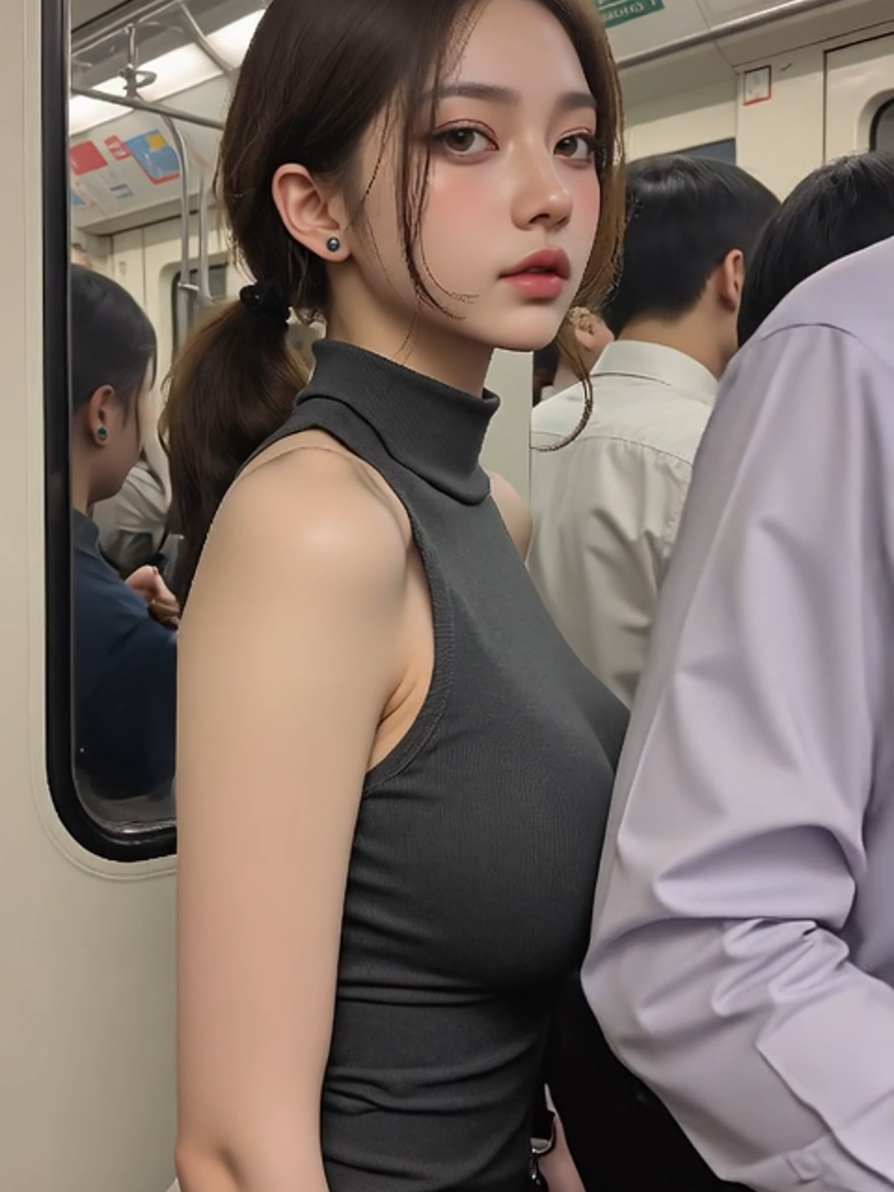 혼잡한 서울 지하철｜満員電車 #aiart #지하철 #shorts
