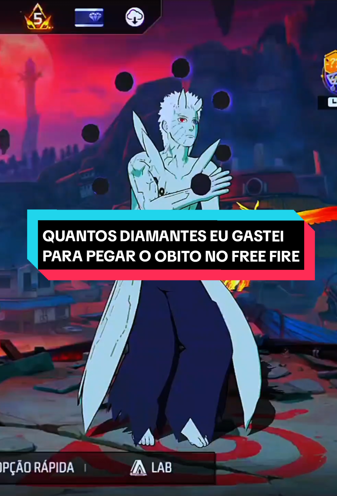 COM QUANTOS DIAMANTES VOCÊS PEGARAM O OBITO?  #free_fire #ffxnarutoshippuden 