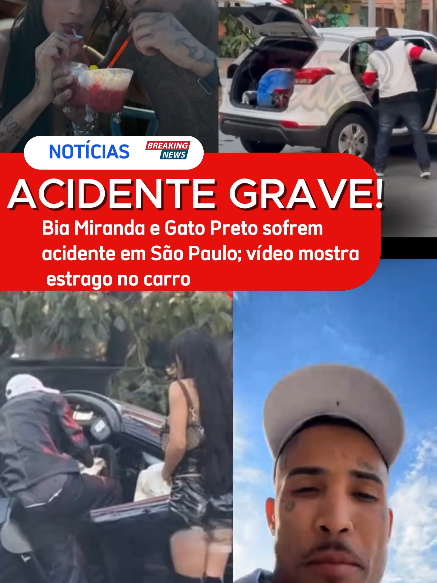 ACIDENTE GRAVE! Bia Miranda e Gato Preto sofrem acidente em São Paulo, Influenciador aparece embriagado   #Noticias #famosos #biamiranda #gatopreto