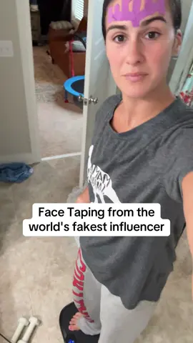Face taping while on a vibration plate... consider me influenced 🤣 Also... just discovered while posting this that I could remove the background of my messy bathroom and that changes the game for recording content!! Do you face tape? GIVE ME ALL YOUR TRICKS! 
