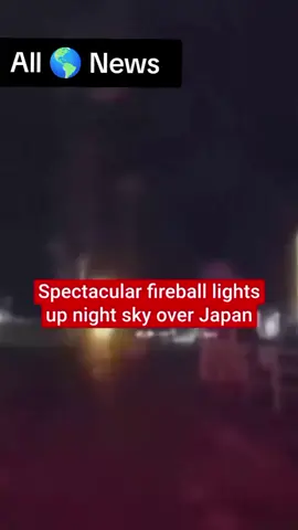 A meteorite lit up the night sky over western Japan on Tuesday night in a video captured on a driver's dash cam. Footage filmed in Kagoshima showed a ball of light around 11pm local time. Sightings of the meteorite were reported by residents in both Kagoshima and Miyazaki prefectures. Fireballs are caused by friction as a meteorite enters the atmosphere and slows down considerably. Almost all space debris breaks into tiny pieces before hitting the ground, according to the US space agency NASA.#japan #fireball #worldnews #tranding #explore #fyp 