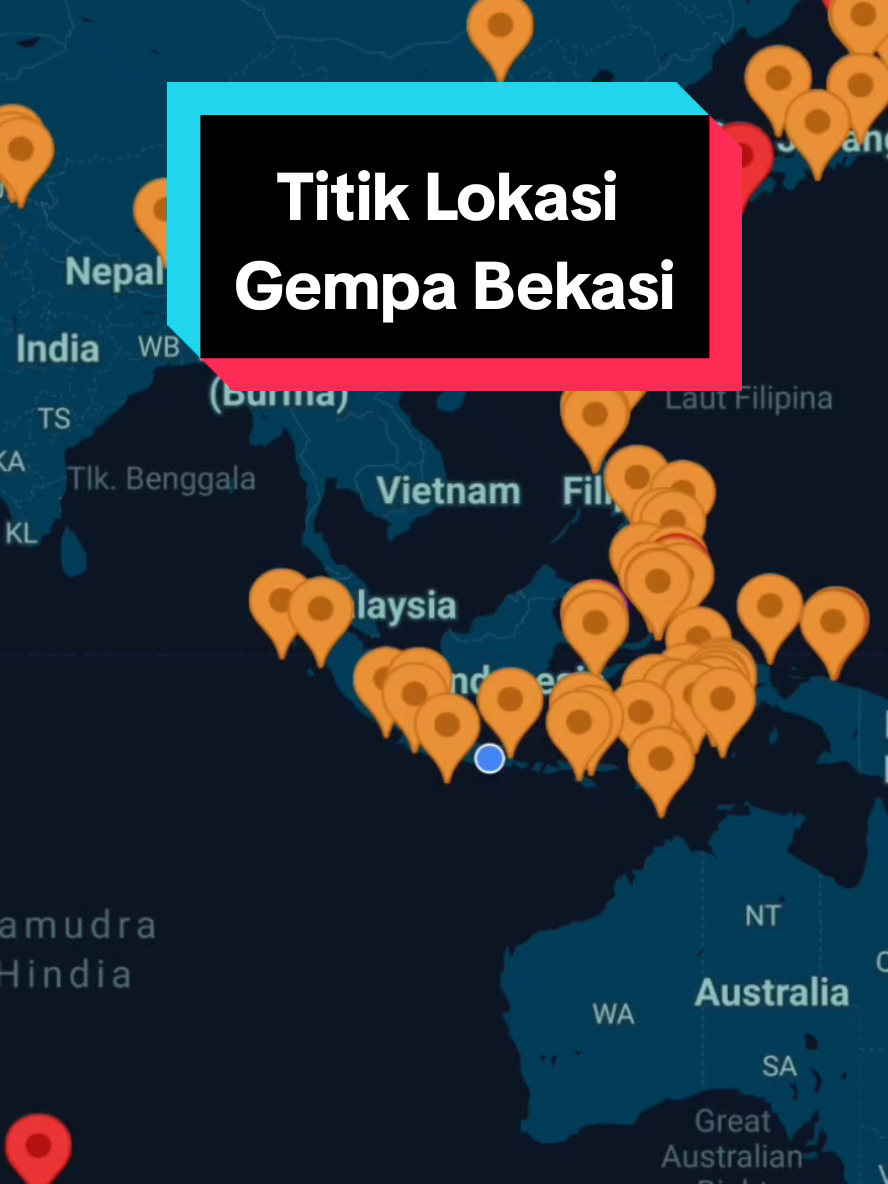 Titik Lokasi Gempa Bekasi M 4.9 tanggal 20/08/2025 jam 19.54 wib 🤲🙁🙏 #gempabekasi #gempabumi #earthquake #breakingnews #staysafe 