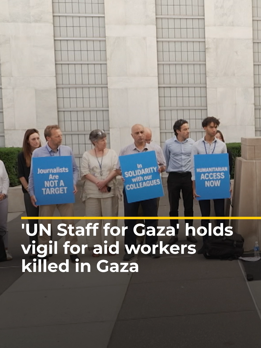 An unofficial group of United Nations employees called ‘UN staff for Gaza’ held an event to honour the more than 500 aid workers killed during Israel's war on Gaza since October 2023. The vigil recognised the courage of humanitarians and journalists, and demanded action to end the genocide. #news