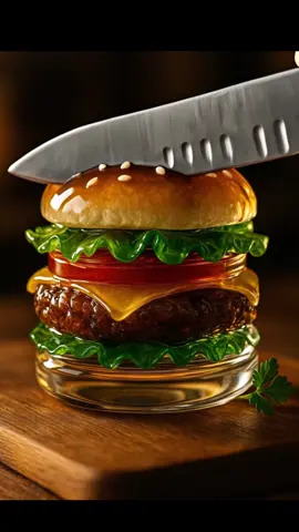 Glass Burger ASMR Cutting #ai #burger #asmr #fyp 