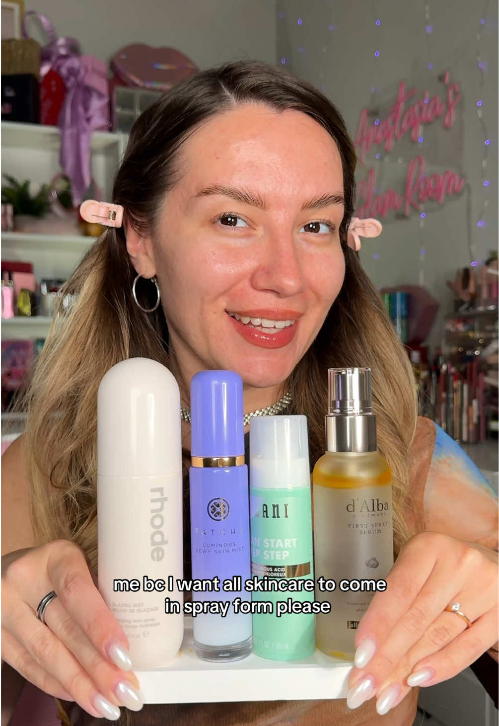 Some of my fave facial sprays✨ I’ve seen so many more of them on the market in the last few months, and I can’t get enough!  @Milani Cosmetics  @Tatcha US  @rhode skin  @DALBA  #skincare #skincareroutine #rhodeskin #facialmist 