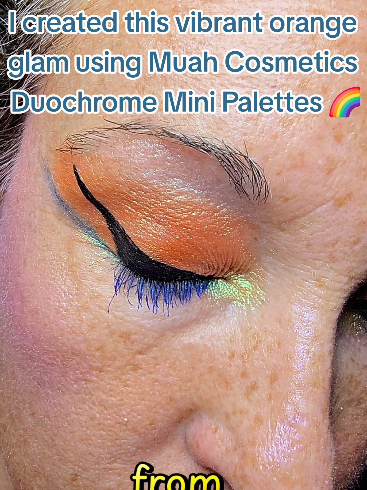 @Muah Cosmetics by fifi  I created this vibrant orange glam using Muah Cosmetics Duochrome Mini Palettes 🌈 I layered the orange matte with the duochrome shimmer to make it pop and added depth using 4 of her palettes! 🔥 The shift and sparkle take this look to the next level—perfect for when you want your eyes to stand out. #MuahCosmetics #DuochromeMagic #MakeupTransformation #EyeLookInspo #BlendToPerfection 