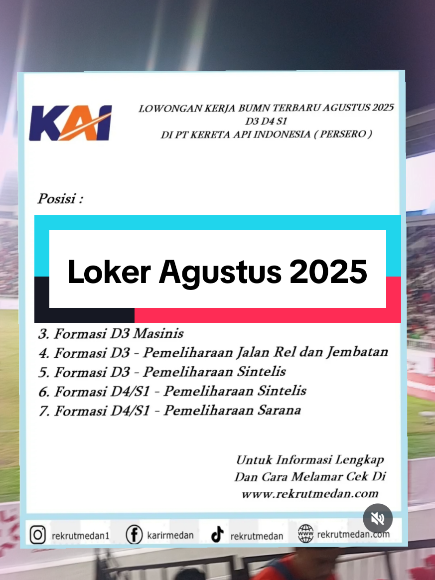 PT KAI adalah singkatan dari PT Kereta Api Indonesia (Persero), yaitu sebuah Badan Usaha Milik Negara (BUMN) di Indonesia yang bergerak di bidang perkeretaapian. PT KAI bertanggung jawab atas penyelenggaraan jasa angkutan kereta api, baik untuk penumpang maupun barang, serta mengelola dan mengatur operasional kereta api di seluruh Indonesia saat ini kami membuka lowongan kerja terbaru bulan Agustus 2025,,, cek informasi lengkap dan cara melamar hanya di www.rekrutmedan.com
