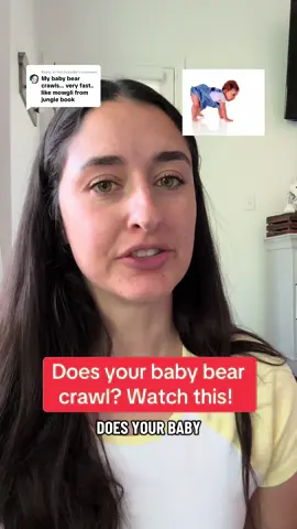 Replying to @hon3ypie86 ✨ Bear crawling isn’t “bad,” but it can be your baby’s way of compensating. ➡️ Sometimes it means their core, shoulders, or hips need extra support. Or maybe there are some sensory preferences.  ➡️ Crawling on hands + knees is still the gold standard because it helps build coordination between the left + right sides of the brain, strengthens the core, and lays the foundation for walking, balance, and so much more. If your baby prefers bear crawl, it’s worth encouraging hands + knees so they don’t miss out on those important benefits 💪👶 #childdevelopment #babydevelopment #pediatricphysicaltherapy #babymilestones #babycrawling 