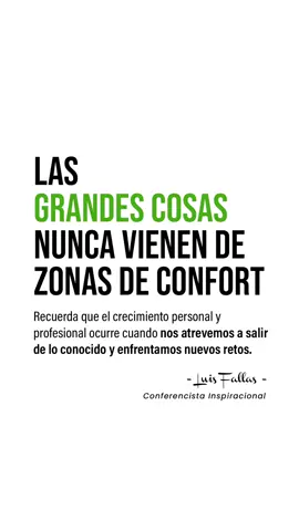 ROMPE TU ZONA DE CONFORT 🚀 El verdadero crecimiento comienza cuando te atreves a soltar lo cómodo y desafiar tus propios límites. Aferrarte a lo conocido solo te mantiene en el mismo lugar. Cada reto nuevo es una oportunidad para reinventarte y descubrir de lo que realmente eres capaz. ¿Vas a seguir en lo seguro o vas a apostar por tu grandeza? 👉 Comparte esta frase con alguien que necesita dar ese salto hoy. #LuisFallas #LuisFallasConferencistaInspiracional #CentrodeSuperacionPersonal #Supérate #Motivación #Liderazgo #Acción #Resultados