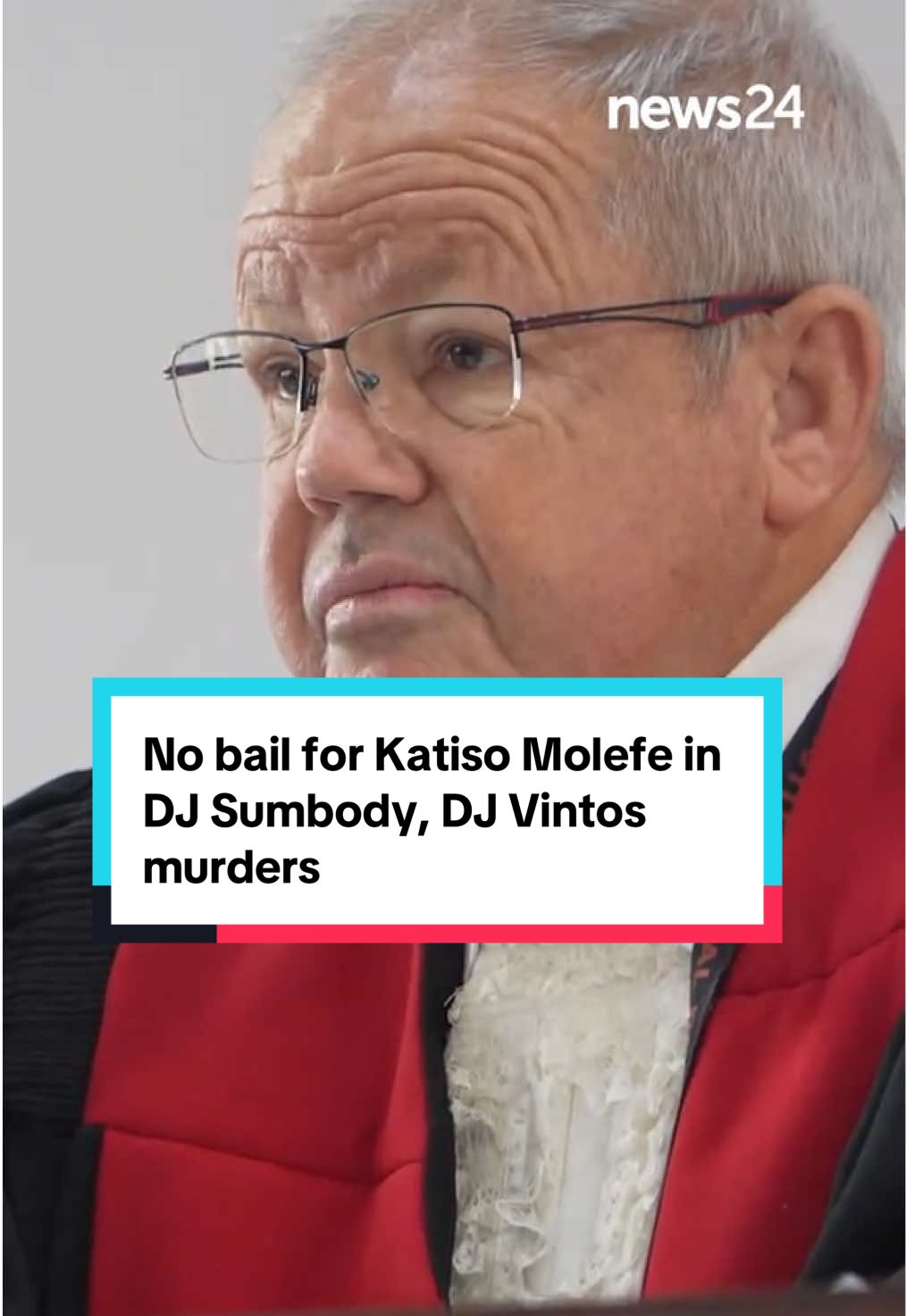 Murder-accused Sandton businessman Katiso Molefe has been denied bail in the Alexandra Magistrate’s Court. Molefe was arrested and charged for the 2022 murders of Oupa John Sefoka and Hector Buthelezi, known as DJ Sumbody and DJ Vintos, respectively, last month. Magistrate Renier Boshoff handed down the court’s ruling on his application for bail on Wednesday. For the full coverage, click the link in bio now. #katisomolefe #murder #djsumbody #djvintos #news24