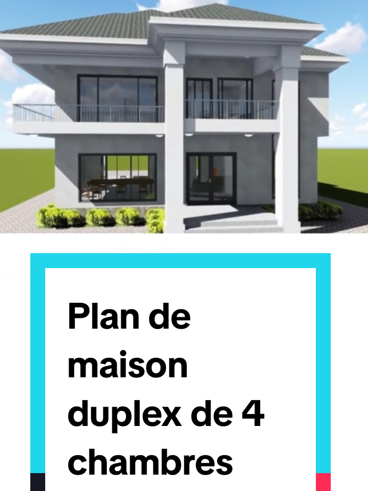 Plan de maison duplex de 4 chambres.  #architecture #construction #maison #homedesign #habitat 