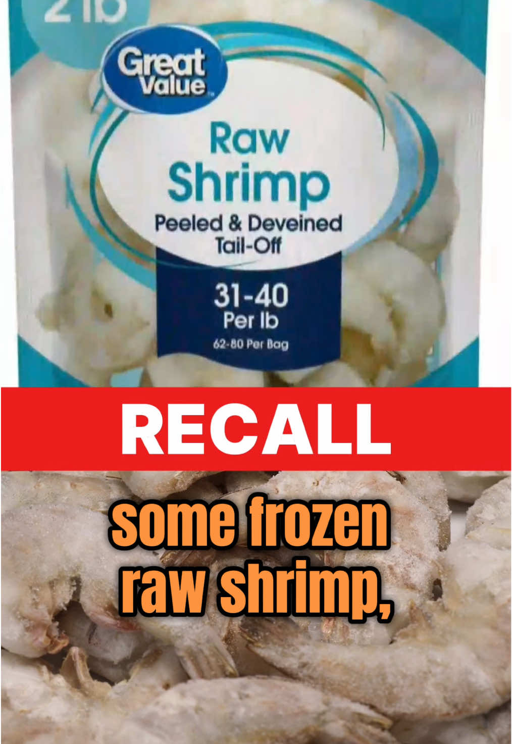 Walmart said it is recalling some frozen shrimp after the Food and Drug Administration warned that the seafood items, sold under the Great Value label, are at risk of radioactive contamination and shouldn't be consumed. #shrimp #recall #walmart #fda #food 