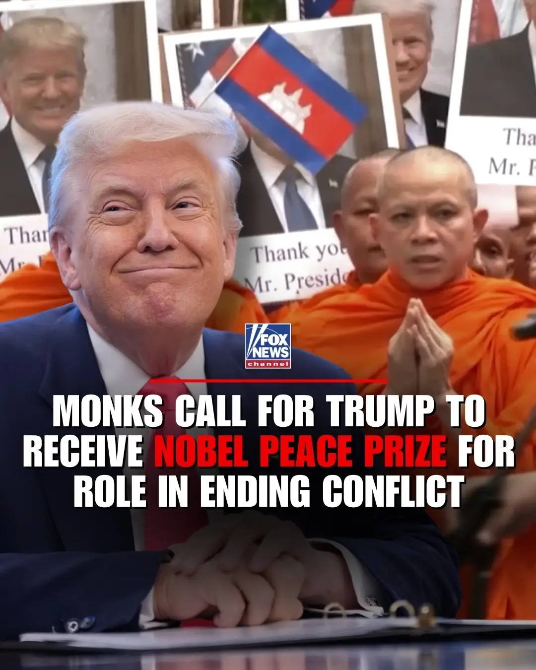 Thousands of Cambodian monks are calling for President Trump’s nomination for the Nobel Peace Prize, citing his role in ending the decades-long border conflict between Cambodia and Thailand.