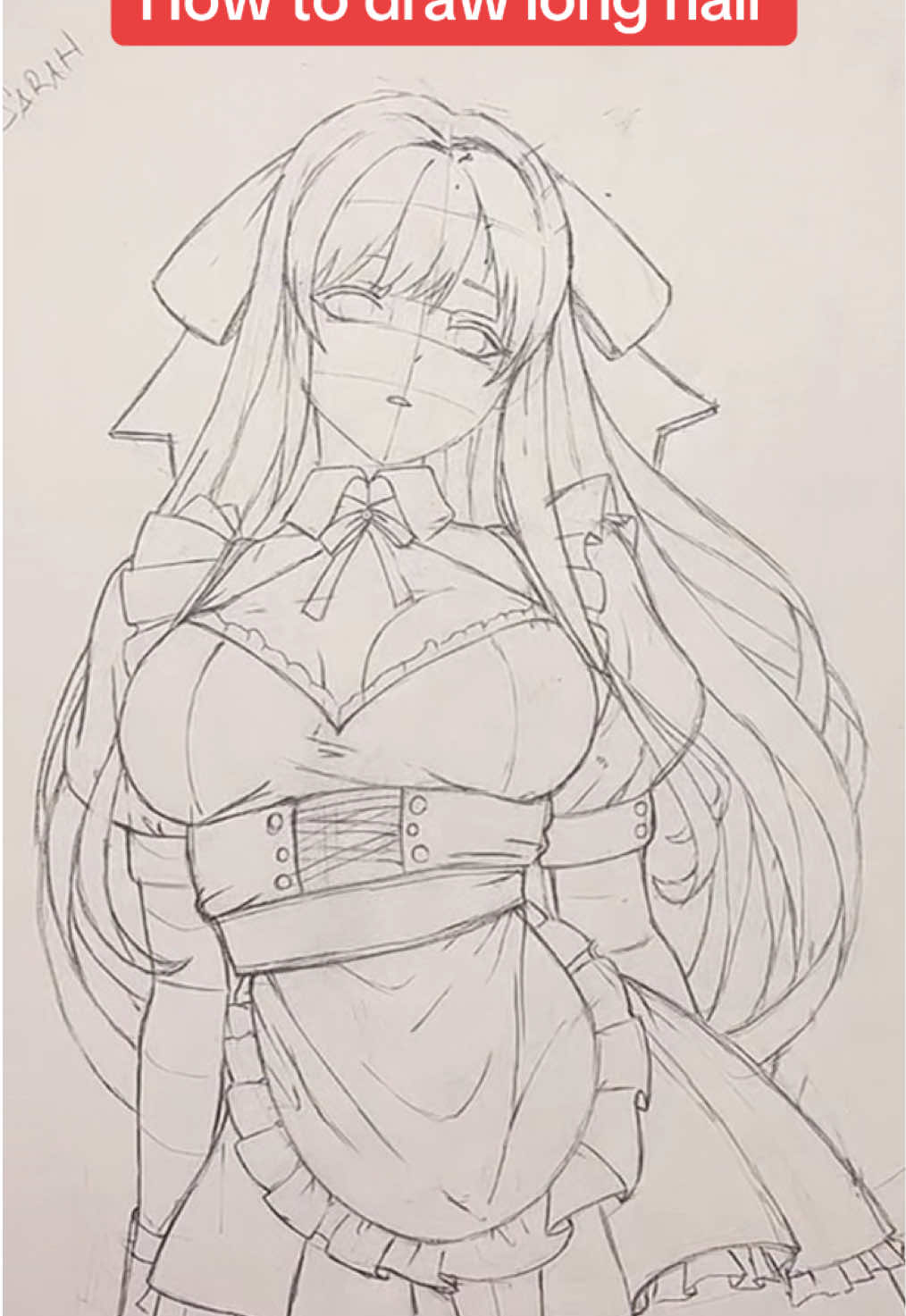 How to draw long hair on an anime girl. TikTok live demonstration. 8/19/25 #howtodraw #hair #artwork #drawing #tutorial 