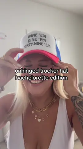 Unhinged trucker hat bach edition #unhingedtruckerhats #bachelorette #30abachelorette #truckerhatroulette 