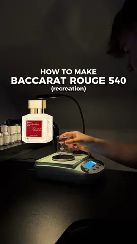 How to Make BACCARAT ROUGE 540 by Maison Francis Kurkdjian (recreation) This video was too short to show the entire formula, so I’m highlighting some of the main ingredients in this creation. Baccarat Rouge 540 – “An iconic, radiant fragrance built around a warm, luminous core. Airy jasmine and saffron open the scent, blending into rich ambergris facets and a smooth cedarwood base. The result is a refined balance of sweetness, woodiness, and mineral clarity.” I found this formula on Creative Formulas, here’s the link to see the full breakdown: https://creative-formulas.com/product/baccarat-rouge-540-type-formula/ Hope you enjoyed watching! Follow for more perfumery/fragrance content! #perfumer #perfumetok #perfumemaking #baccaratrouge540 