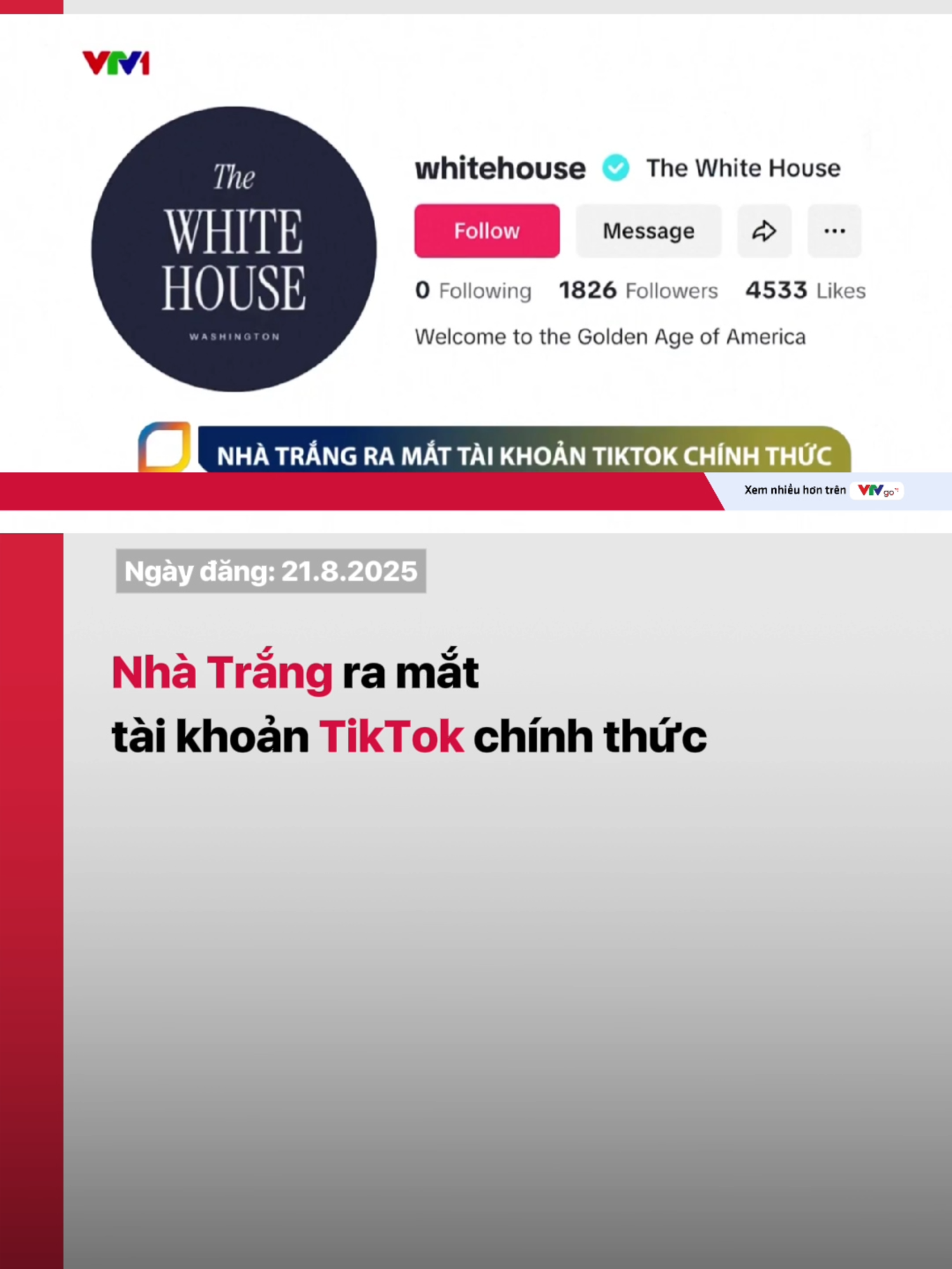 Chính quyền Tổng thống Donald Trump đã ra mắt tài khoản TikTok. Động thái này gây nhiều chú ý khi nền tảng mạng xã hội của Trung Quốc này lẽ ra đã bị cấm hoạt động ở Mỹ theo luật an ninh quốc gia của nước này. #TikTok #DonaldTrump #mangxahoi #vtvdigital #tiktoknews #VTV #vtv24