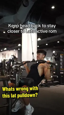 If you’re concerned with keeping tension on the lats on lat pulldown, keep your head behind your arms at the top of the movement. This will help you stay closer within where the lats have leverage (below 120 degrees of shoulder abduction / flexion #fyp #Fitness #gym #bodybuilding 
