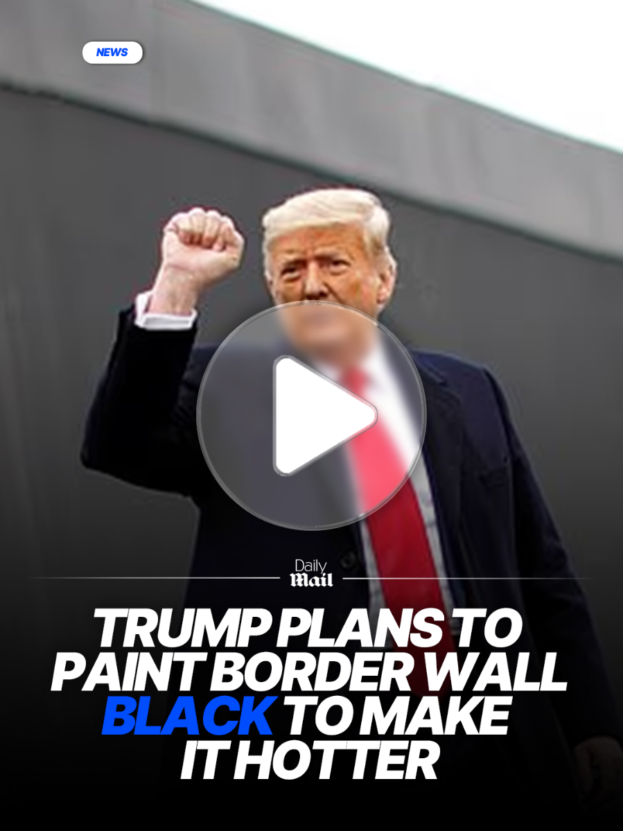 The border wall separating the United States and Mexico is being painted black to make it too hot for migrants to climb. Secretary of Homeland Security Kristi Noem revealed the project was a specific request from Donald Trump as the president celebrated 'ZERO releases' of illegal migrants into the country.  Read the full story at Daily Mail #Border #Paint #Mexico 