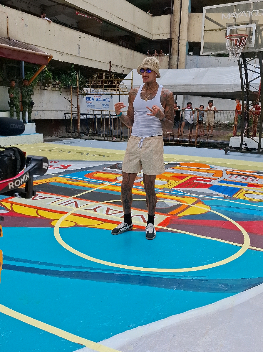 Upclose with Kyle Kuzma in MANILA Basketball court - Tenement Punta Sta Ana  Mural by Maya Caran Dang Credits to: Barangay 901, Zone 100, District 6, Manila  City Government of Manila  MAYA 100 Davies Paints Philippines