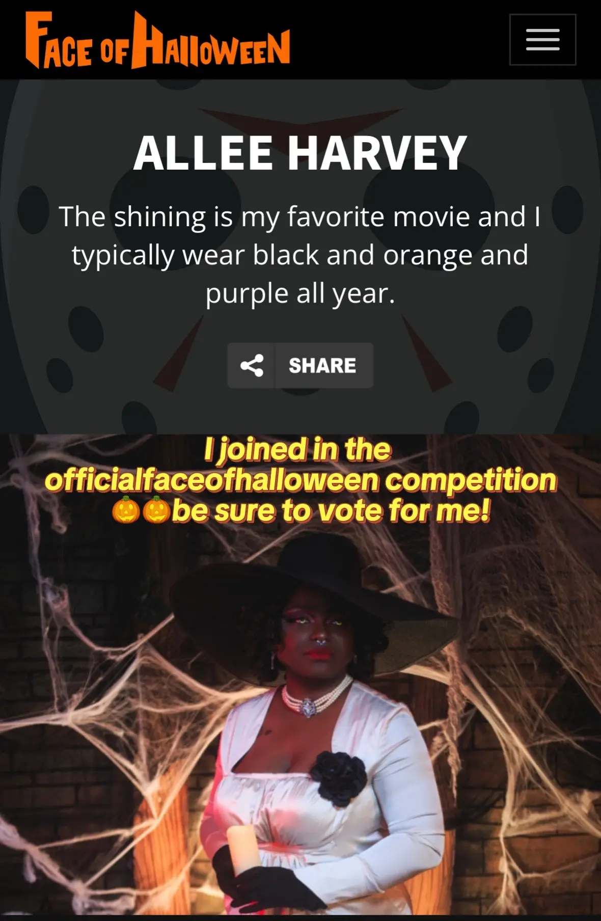 Joined in the Faceofhalloween competition🎃🎃be sure to vote for me! Here’s the link to my page; https://faceofhalloween.org/2025/allee-harvey #halloween #faceofhalloween #faceofhalloween2025
