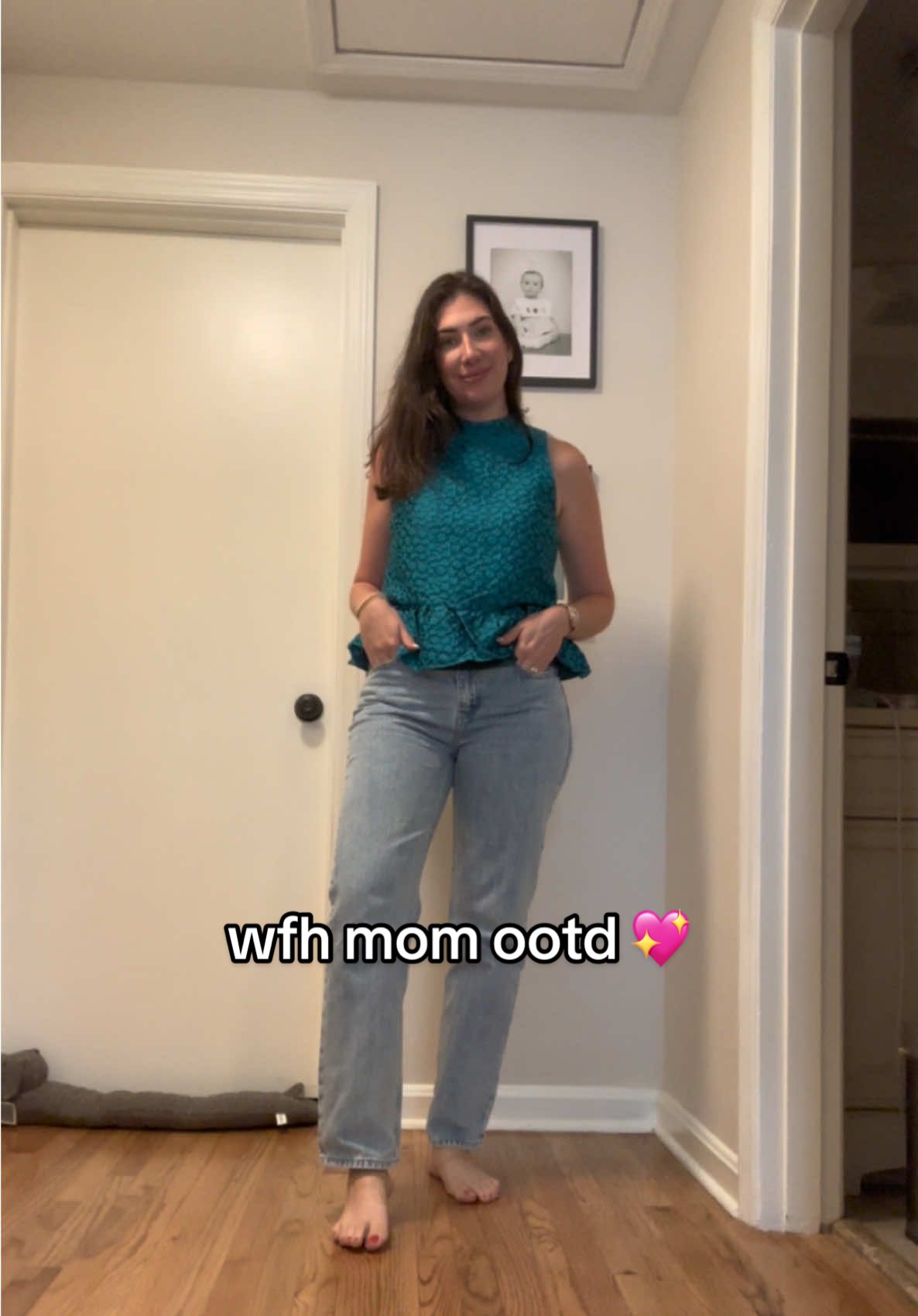 Two networking events this morning & just got the baby down for a nap 😅 this mama has been on the go since she woke up. Top is @Amanda Uprichard jeans are @Levi’s jewels are @enewton design & new watch for my birthday 🥳 no shoes bc we’re home but had on some super cute strappy heels from @Schutz Shoes #OOTD #wfhmom #femaleentrepreneur #momfit #boymom #fyp #trending 
