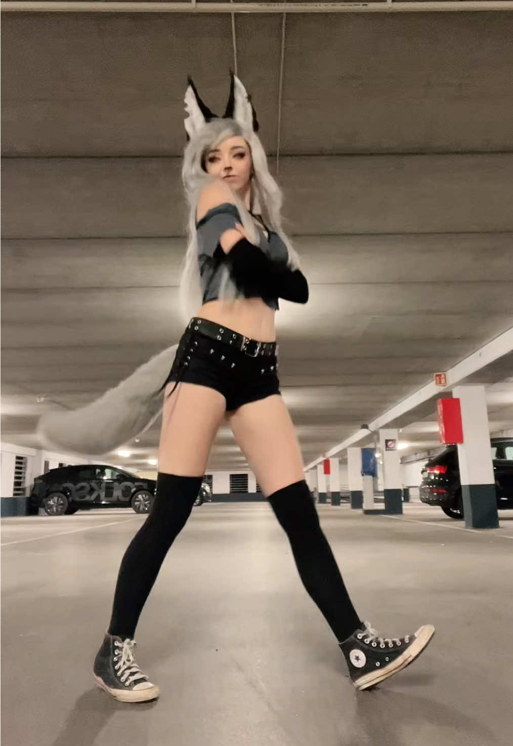 We actually got locked inside this parking garage bro and couldn’t get out for a little while💀 #cosplay #helluvaboss #loonacosplay #loonahelluvaboss 
