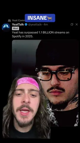 1.1 BILLION SPOTIFY STREAMS IN 2025🐐 #yeat #bensuarezfr 