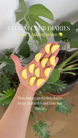 since i’m doing front & back i basically have 112 lemons to paint.. 😂😭 do you prefer gold or silver for this charm?! #charmclub #studiovlog #paintingprocess 