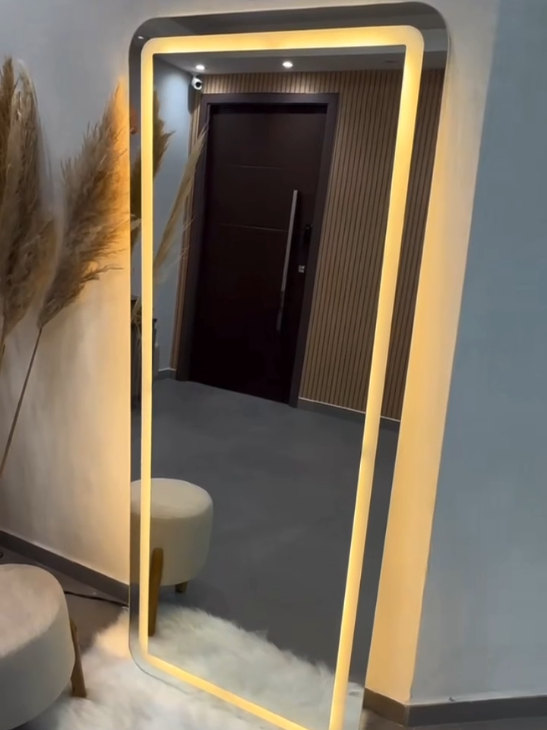 Espelho Retangular EL14 Corpo Inteiro 170cm x 70cm Polido LED Jateado Luz Branca e Luz Amarela Sala Quarto Banheiro#espelholedtouch #espelhogrande #led #decoracaodecasa 