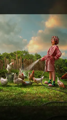 Only Addy could make her chicken chores look this fabulous 💅🏼😂