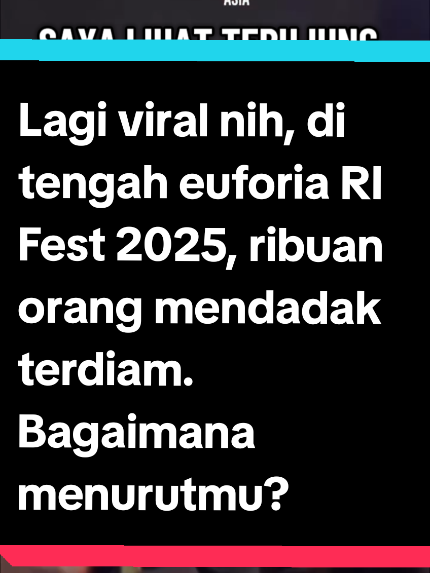 Lagi viral nih, di tengah euforia RI Fest 2025, ribuan orang mendadak terdiam. Ketika Awan, bassist dari Band Feast, memilih speak up dari atas panggung setelah melihat oknum aparat yang diduga bertindak represif pada penonton yang moshing sambil mengibarkan bendera One Piece.\n\nSumber : melawi_update & infopestaasia #Luarbiasa 