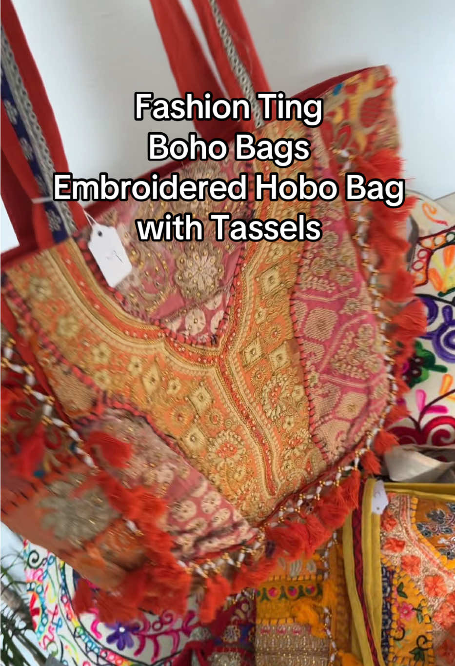 Fashion Ting Boho Bags Embroidered Hobo Bag with Tassels #hobobags #hobobag #bohobags #tassels #bagforwomen 