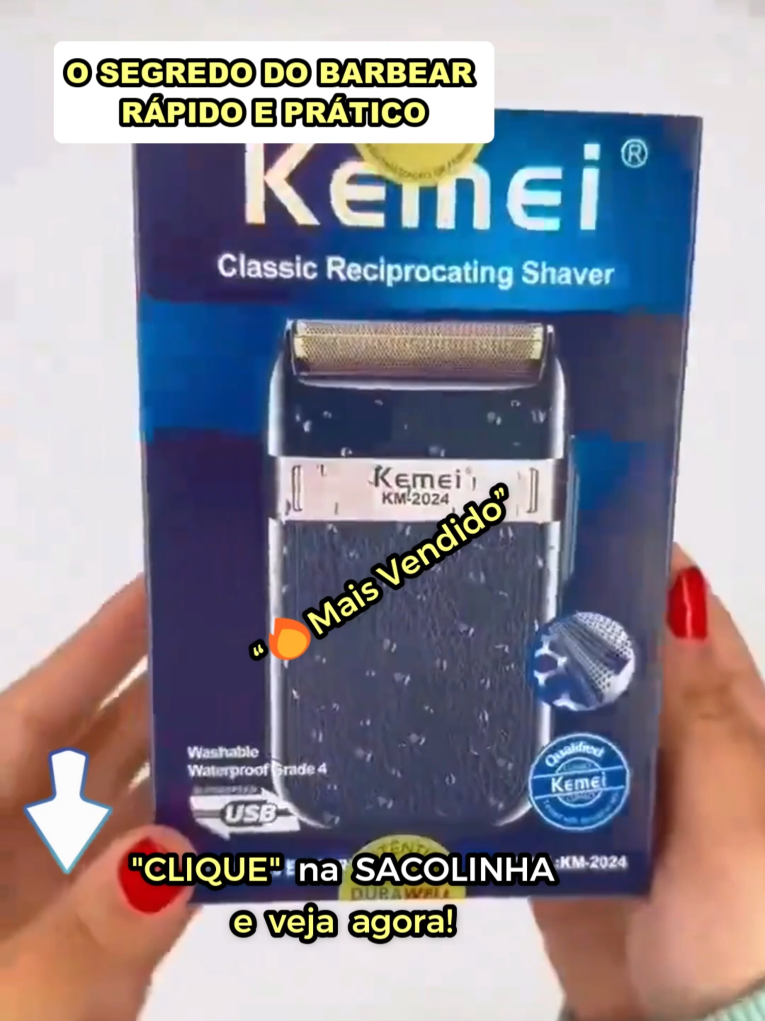 Barbeador Elétrico Sem Fio Recarregável Kemei Classic Shaver Bivolt #tiktokshop #tiktokshopchegou #TikTokShopChegou
