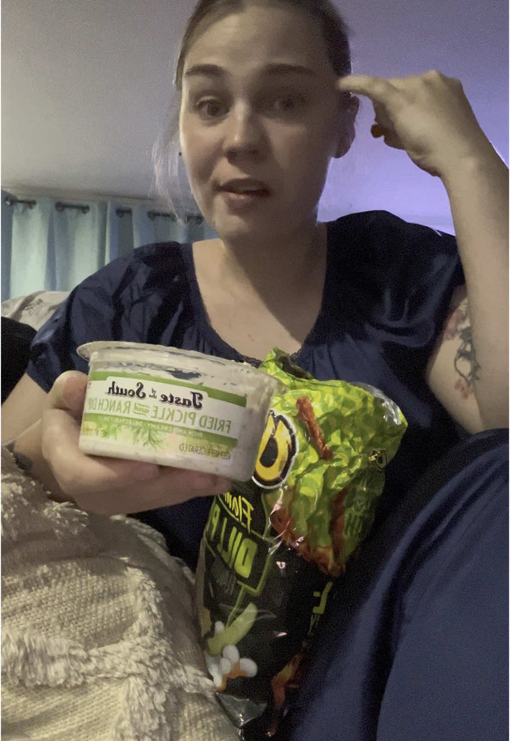 My raw reaction to pickle dip and pickle Cheetos ##pickles##picklecheetos##fyp##reaction##tryingfood