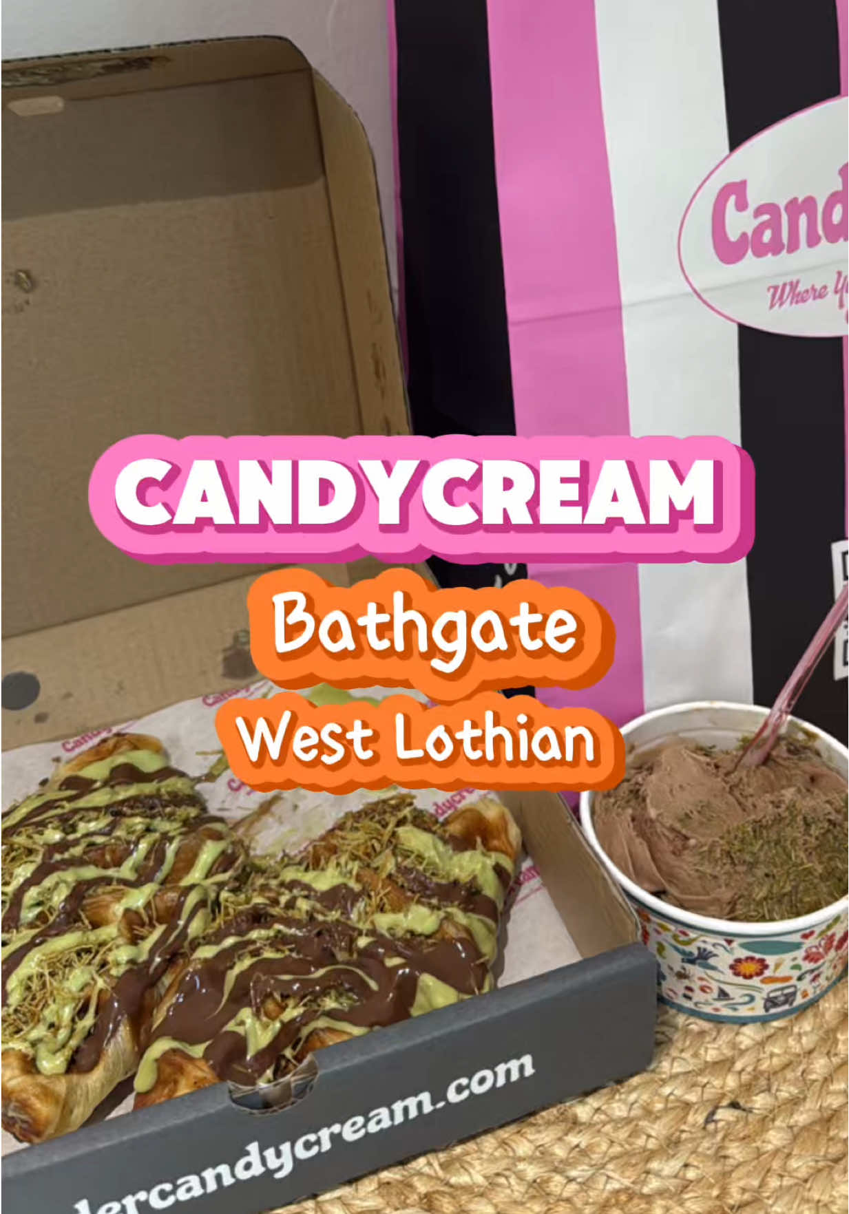 🍬Candycream, Bathgate🍬@Candycream  Fabulous dessert shop in Bathgate! Lots of desserts, sweets, cakes and slush puppies to choose from. I was really impressed with the selection! I particularly enjoyed their Dubai croffle - highly recommend trying a croffle!!!  Can’t wait to try more of their menu! #supportlocal #supportyourlocal #bathgate #westlothian 