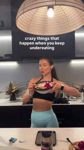 I don’t think most people realise how much harm you can do to your body by constantly undereating mentally and physically 🥹 And this isn’t just about dieting but I’m seeing it more now with things like Ozempic too when your appetite drops so low that you’re barely eating enough to keep your body functioning. Add to that the rise of more hybrid style training, marathons, hyrox, high-output sessions, giving your body enough food is sooo so important 💕 Its like running a car, you can’t run it without fuel and expect your body to run and function without enough food  I used to be that girl when I was much younger skipping meals, eating as little as possible and thinking food would just make me “gain weight” Here’s what can actually happen when you keep eating too little: 1️⃣ Your body temp drops  Your metabolism slows so much you feel cold all the time  2️⃣ Your thyroid takes a hit T3 (the hormone that runs your metabolism) drops, leaving you drained and exhausted 3️⃣ Your period can disappear (even if you’re not underweight) your body switches it off when it senses there’s not enough fuel to support a pregnancy 4️⃣ Bloating + constipation  Slower digestion from under-eating  5️⃣ Your gut health suffers Less fibre + nutrients starve your good bacteria and more cravings + inflammation 6️⃣ Your mood drops  Not eating enough can lead to anxiety, low mood and constant irritability 7️⃣ Slower recovery + weaker immunity 🤧 Your body can’t repair or fight off illness as well, so you’re sick/injured more often. 8️⃣ You lose muscle 💪 When you don’t eat enough, your body uses muscle for fuel, making you weaker even if you train 9️⃣ You become more stressed 🧘‍♀️ Your body stays stuck in fight-or-flight mode because it feels unsafe 🔟 You lose touch with hunger/fullness cues Your hormones get confused, so you stop knowing when you’re actually hungry/satisfied Food is fuel babyyyy!! under-eating long term isn’t ‘discipline’ it’s self-sabotage for your health, hormones and energy 🤍