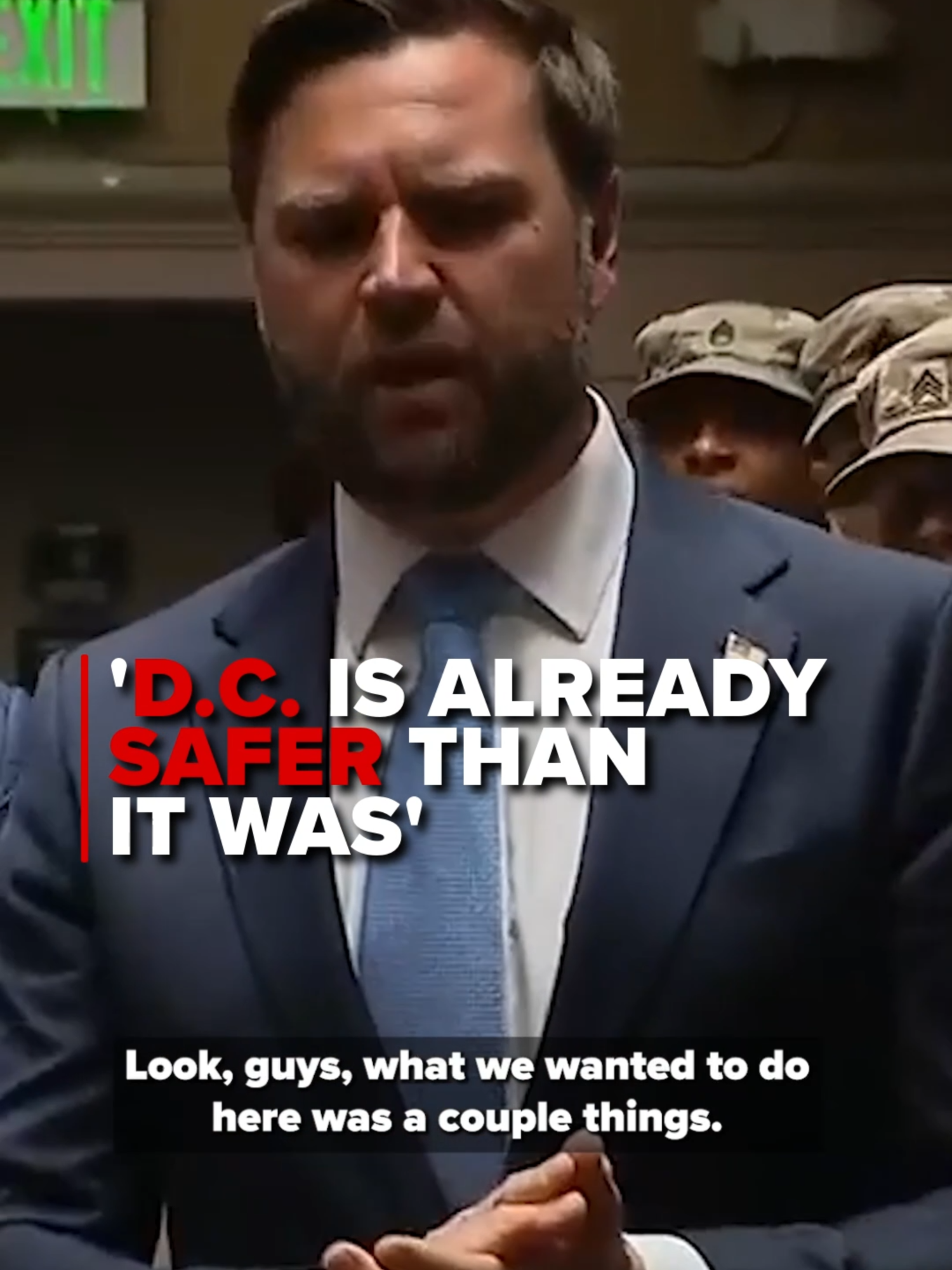Vice President JD Vance thanked the National Guardsmen, who e says have made Washington, D.C. safer than it was before they were deployed to help with policing.     Read more by clicking the link in the bio.  #jdvance #petehegseth #stephenmiller #nationalguard #washingtondc #donaldtrump #news #politics