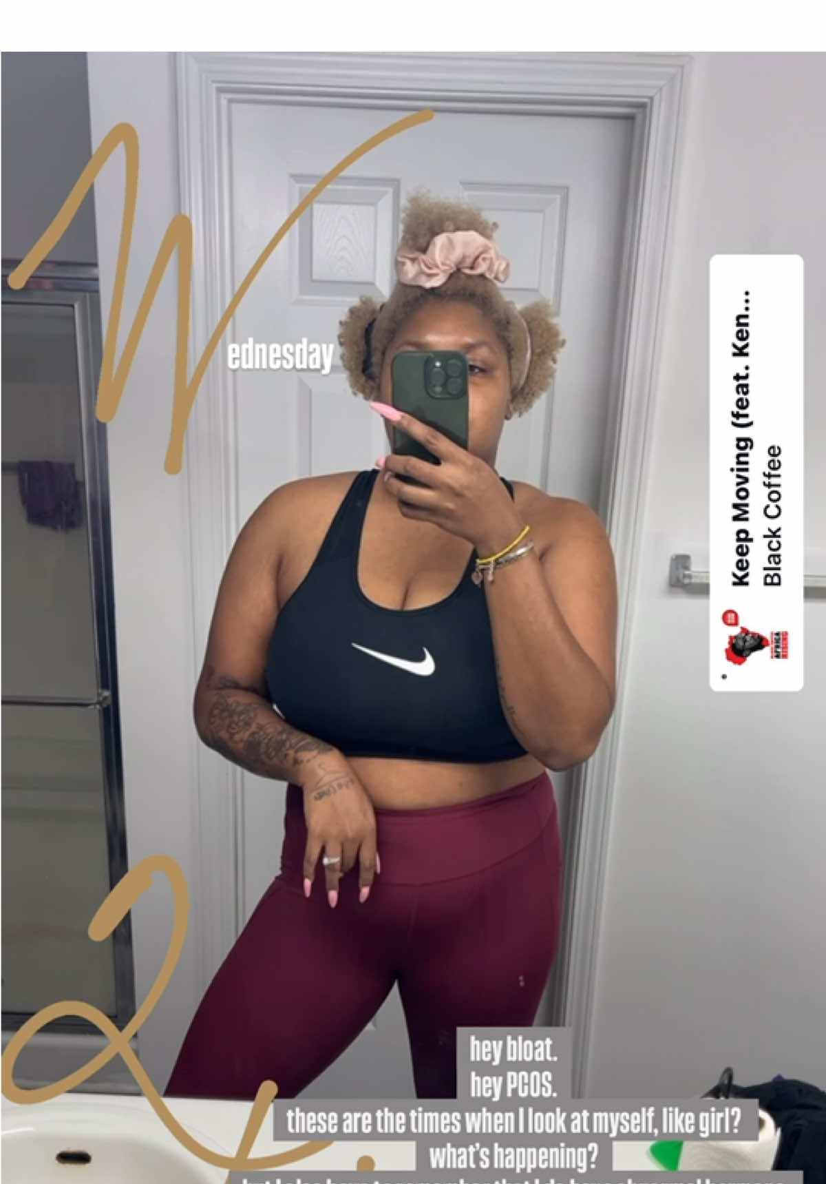 Daily workouts. Think I’m going to start doing that rather than the weekly. I think it’ll be easier this way! Yal let me know!  Anywho .. did you move your body yet…yes there’s still time!  @Nike : bra @Walmart : pants #Fitness #pcos #wellness #weightloss #pcosweightloss