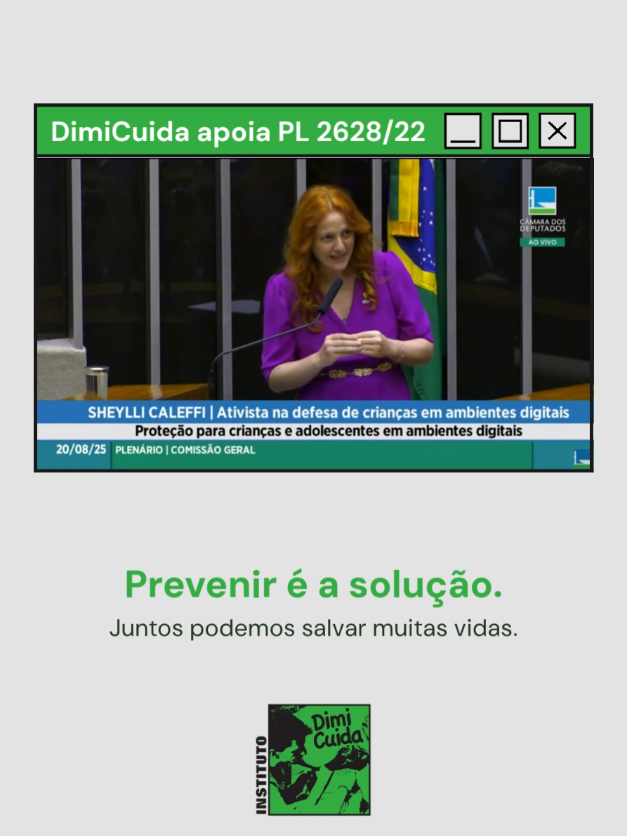A Comissão Geral da Câmara dos Deputados discutiu, nesta quarta-feira (20), medidas urgentes para enfrentar os riscos que ameaçam a segurança de crianças e adolescentes em ambientes digitais. O debate reuniu parlamentares, especialistas e representantes do governo federal em busca de soluções eficazes para o problema. A especialista e ativista Sheylli Caleffi, conhecida por sua atuação na defesa dos direitos de crianças e adolescentes no meio digital, apresentou um dado alarmante: ao menos 57 crianças e adolescentes morreram no Brasil em decorrência de desafios compartilhados nas redes sociais. Os dados, do Instituto DimiCuida, evidenciam os impactos da insegurança digital e que os riscos aos quais as crianças estão expostas todos os dias são reais. Durante a reunião, foi debatido o Projeto de Lei sobre a proteção de crianças e adolescentes em ambientes digitais, que propõe a criação de regras específicas para plataformas como aplicativos, jogos eletrônicos e redes sociais, com o objetivo de garantir um uso mais seguro por parte do público infantojuvenil. Trata-se de um momento decisivo. O envolvimento da sociedade civil é essencial para acompanhar, fortalecer e ampliar esse debate, contribuindo para a construção de um ambiente digital mais seguro para todos. _________________ Prevenir é a solução. Juntos podemos salvar muitas vidas! ⠀⠀ 🌐 www.institutodimicuida.org.br #InstitutoDimiCuida #DimiCuida #IDC #PL2628 #ProjetoDeLei 