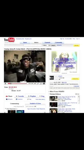 It’s 2008 and you’re watching music videos on YouTube… #youngjeezy #kanyewest #iputonformycity #2000s #2008youtube 
