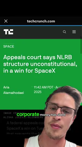 A federal appeals court has sided with #SpaceX in saying that the structure of the National Labor Relations Board is #unconstitutional. The #court blocked the NLRB from prosecuting charges of unfair #labor practices at the company. The #NLRB is expected to challenge the ruling.