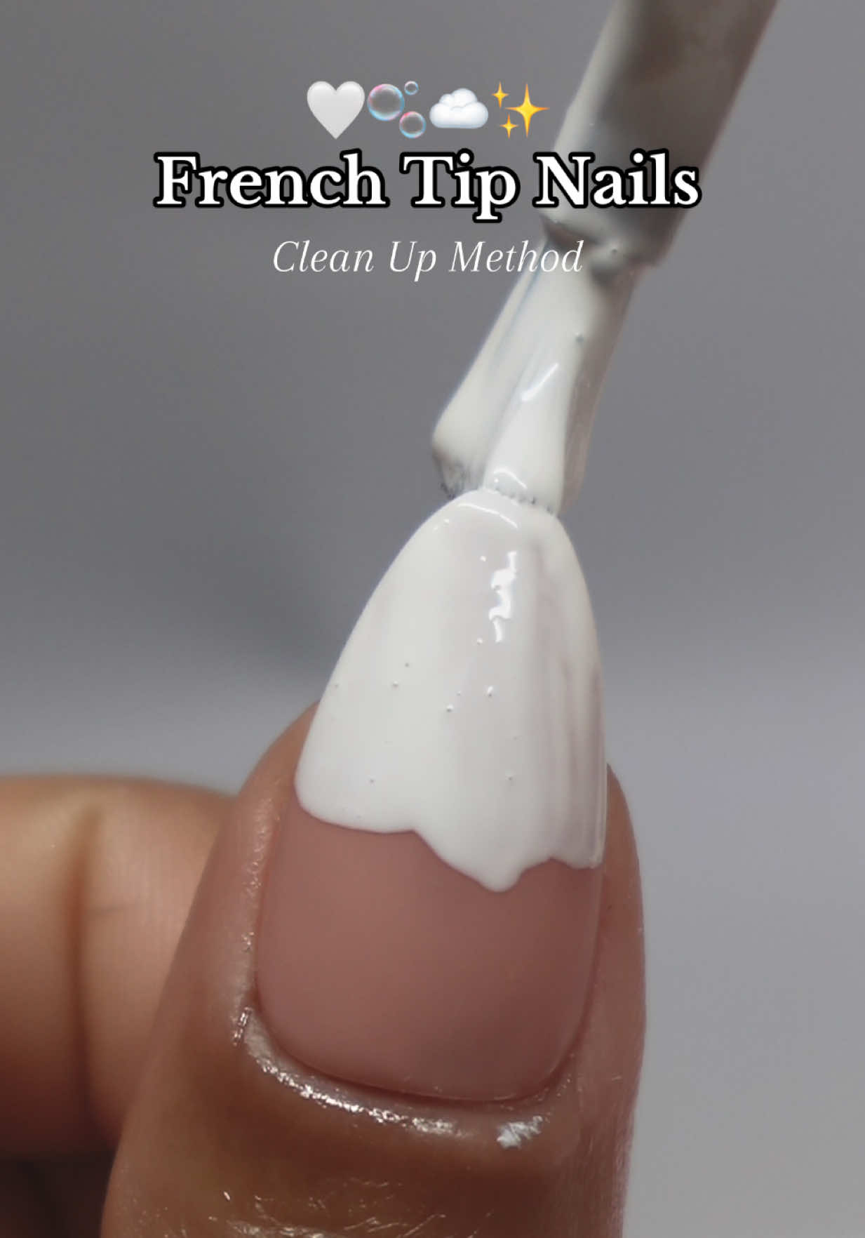How to create a French tip manicure using the clean up method 🤍🫧☁️✨@Sally Beauty #frenchtipnails #gelpolish #nailboo #nails #fyp 