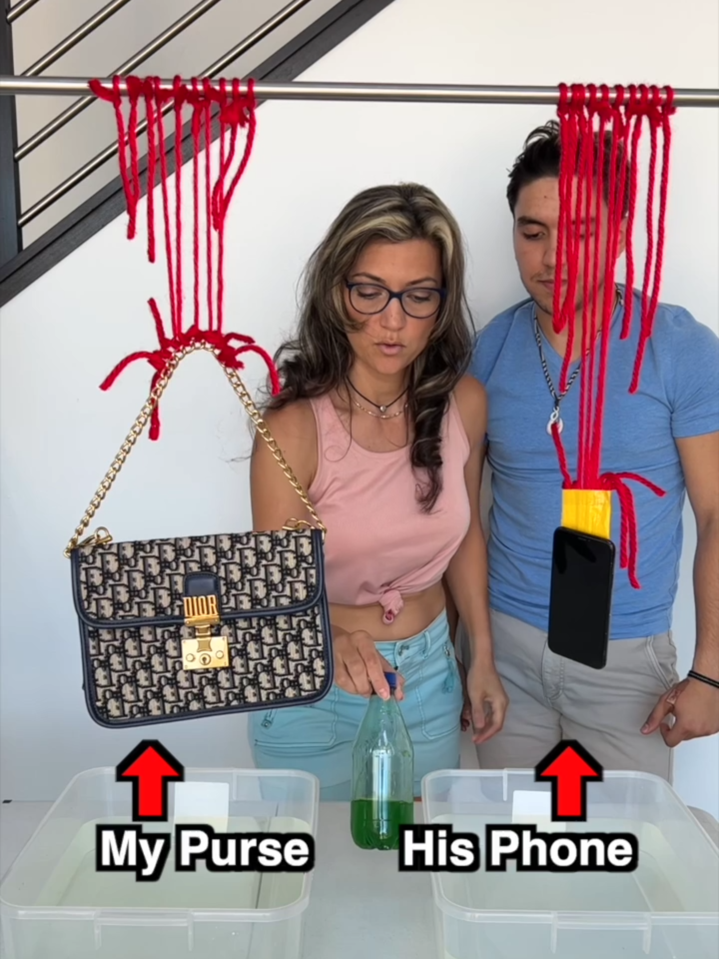 Mom vs Son bottle flip showdown 🫣 #purse #iphone #strings #vegastiktok