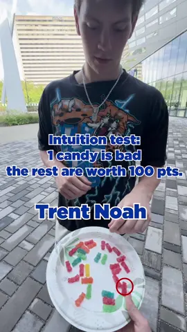PART 1: Intuition test time 😺. One candy is bad the rest are worth 1️⃣0️⃣0️⃣ points.  #GoBigBlue #CollegeBasketball #intuitiontest #intuitiontestscandy #candy  